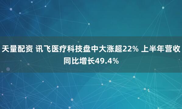 天量配资 讯飞医疗科技盘中大涨超22% 上半年营收同比增长49.4%